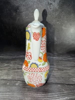 World Market 10.25" Stackable Coffee Pot with Matching Square Mug Vivid Floral - Thumbnail 3