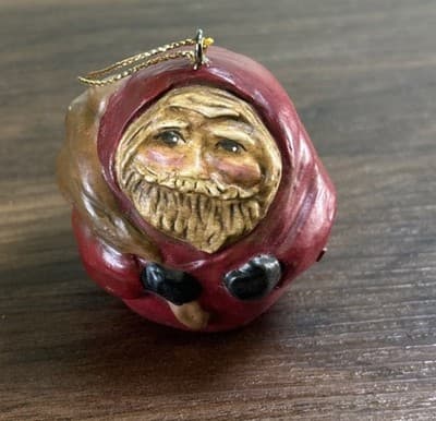 Enesco Lefever Folk Art Santa Figurine Chubby Roly Poly Christmas Decor