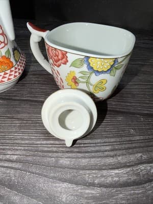 World Market 10.25" Stackable Coffee Pot with Matching Square Mug Vivid Floral - Thumbnail 9