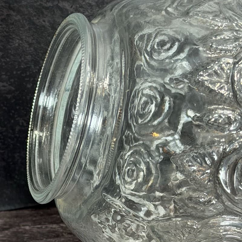 Antique Embossed Clear Rose Glass Globe Replacement Lamp Shade - Thumbnail 2