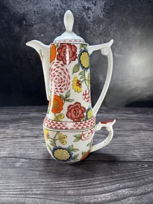 World Market 10.25" Stackable Coffee Pot with Matching Square Mug Vivid Floral - Thumbnail 5
