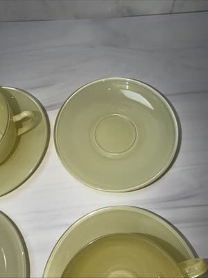 Anchor Hocking Rainbow Vintage 50S Yellow Saucer And Cups Set Of 4 - Thumbnail 11