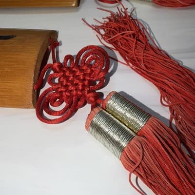 Pair Chinese Bamboo & Red Rope Character Letter Symbols Wall Art Good Luck Wish - Thumbnail 8