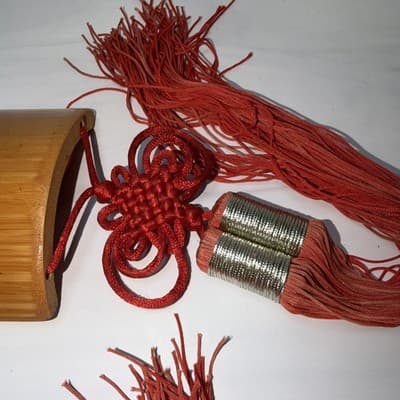 Pair Chinese Bamboo & Red Rope Character Letter Symbols Wall Art Good Luck Wish - Thumbnail 9