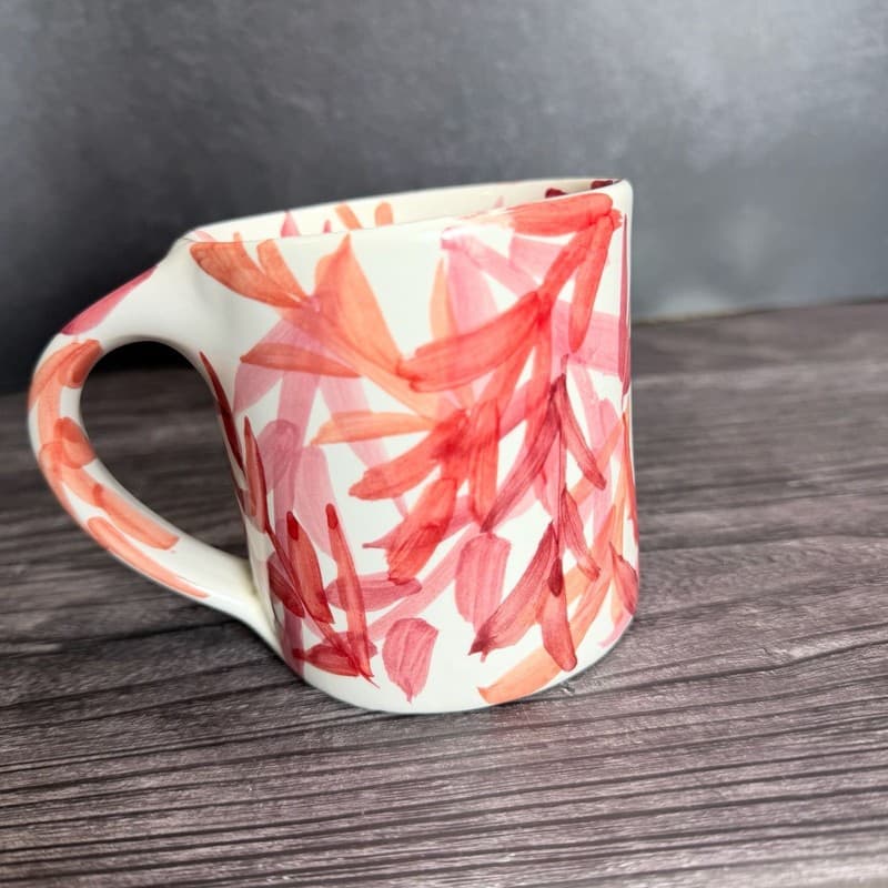 Pugh Studio Ceramic Hand-Painted Abstract Leaf Branch Coffee Mug - Thumbnail 5