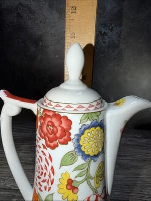 World Market 10.25" Stackable Coffee Pot with Matching Square Mug Vivid Floral - Thumbnail 17