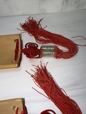 Pair Chinese Bamboo & Red Rope Character Letter Symbols Wall Art Good Luck Wish - Thumbnail 16