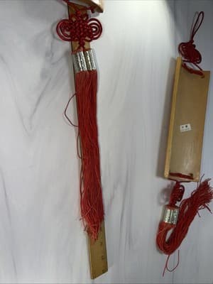 Pair Chinese Bamboo & Red Rope Character Letter Symbols Wall Art Good Luck Wish - Thumbnail 19
