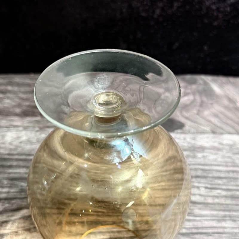 Vintage Bartlett-Collins Amber Glass Brandy Snifter, Etched Golden Grapes Patter - Thumbnail 6