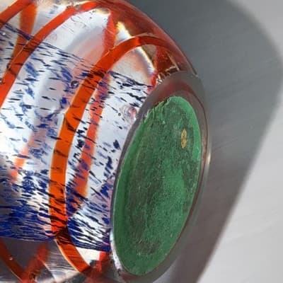 Blue Egg Shaped Paperweight Swirl And Net Design Inside Glass Figure - Thumbnail 13