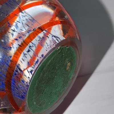 Blue Egg Shaped Paperweight Swirl And Net Design Inside Glass Figure - Thumbnail 12