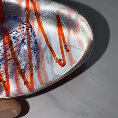 Blue Egg Shaped Paperweight Swirl And Net Design Inside Glass Figure - Thumbnail 14