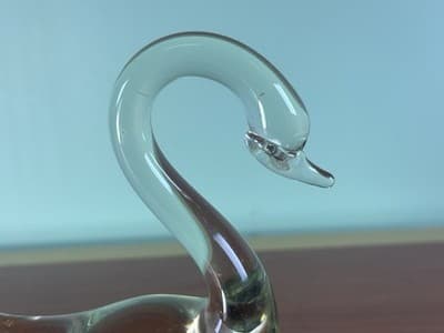 Vintage Hand Blown Clear Crystal Glass Goose Elegant Décor Paperweight - Thumbnail 5