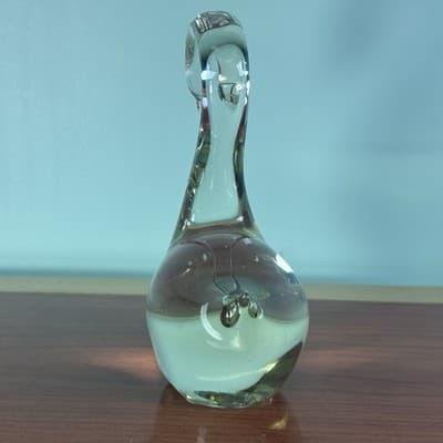 Vintage Hand Blown Clear Crystal Glass Goose Elegant Décor Paperweight - Thumbnail 2