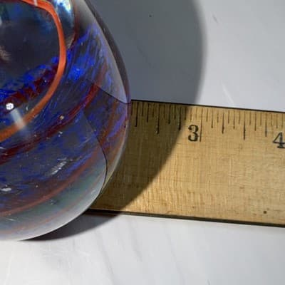 Blue Egg Shaped Paperweight Swirl And Net Design Inside Glass Figure - Thumbnail 15