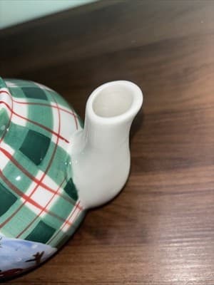 Cooks Bazaar Gourmet Collection Christmas Green Red Plaid Snowman 6 Cup Teapot - Thumbnail 4