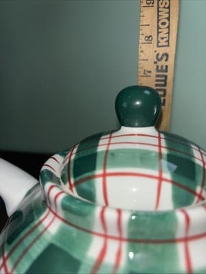 Cooks Bazaar Gourmet Collection Christmas Green Red Plaid Snowman 6 Cup Teapot - Thumbnail 12