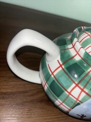 Cooks Bazaar Gourmet Collection Christmas Green Red Plaid Snowman 6 Cup Teapot - Thumbnail 5