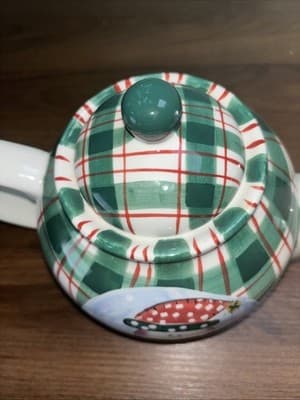 Cooks Bazaar Gourmet Collection Christmas Green Red Plaid Snowman 6 Cup Teapot - Thumbnail 11