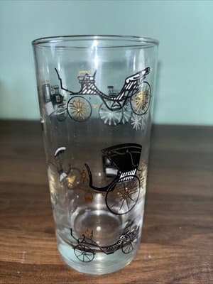 Single Libbey Curio Antique Carriage Car Buggy 5.5 Highball Tom Collins Glasses - Thumbnail 4