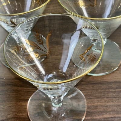Vintage Libby Golden Wheat Glasses Water Wine Goblets 4.25 Inch Lot Of 3 - Thumbnail 3