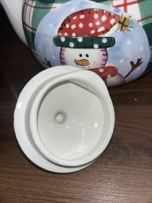 Cooks Bazaar Gourmet Collection Christmas Green Red Plaid Snowman 6 Cup Teapot - Thumbnail 8