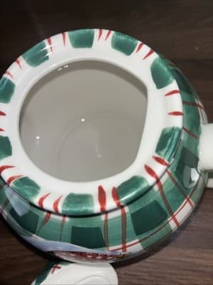 Cooks Bazaar Gourmet Collection Christmas Green Red Plaid Snowman 6 Cup Teapot - Thumbnail 9