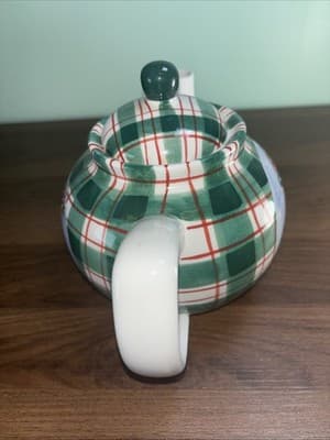 Cooks Bazaar Gourmet Collection Christmas Green Red Plaid Snowman 6 Cup Teapot - Thumbnail 6