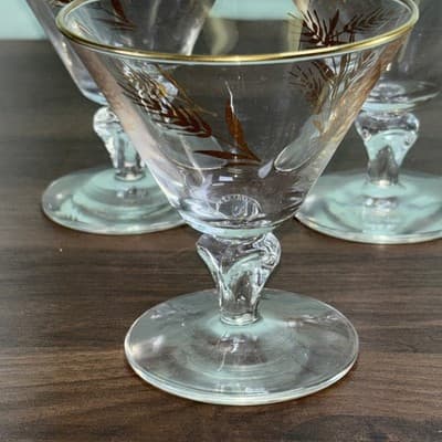 Vintage Libby Golden Wheat Glasses Water Wine Goblets 4.25 Inch Lot Of 3 - Thumbnail 6