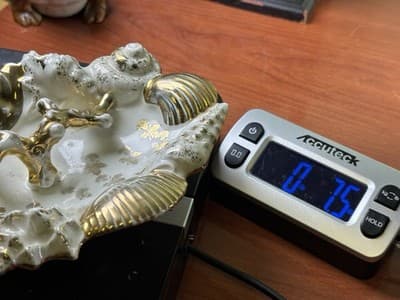 Midcentury Ocean Decor Gold White Ceramic Shell Dish Germany Trinket Ring Holder - Thumbnail 15