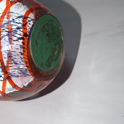 Blue Egg Shaped Paperweight Swirl And Net Design Inside Glass Figure - Thumbnail 11