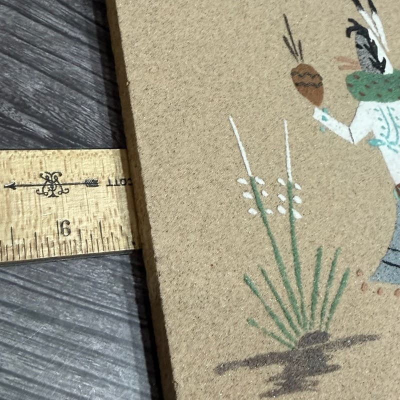 Vintage Signed Navajo Sand Painting Yei Bi Chi Dancer Folk Art - Thumbnail 13