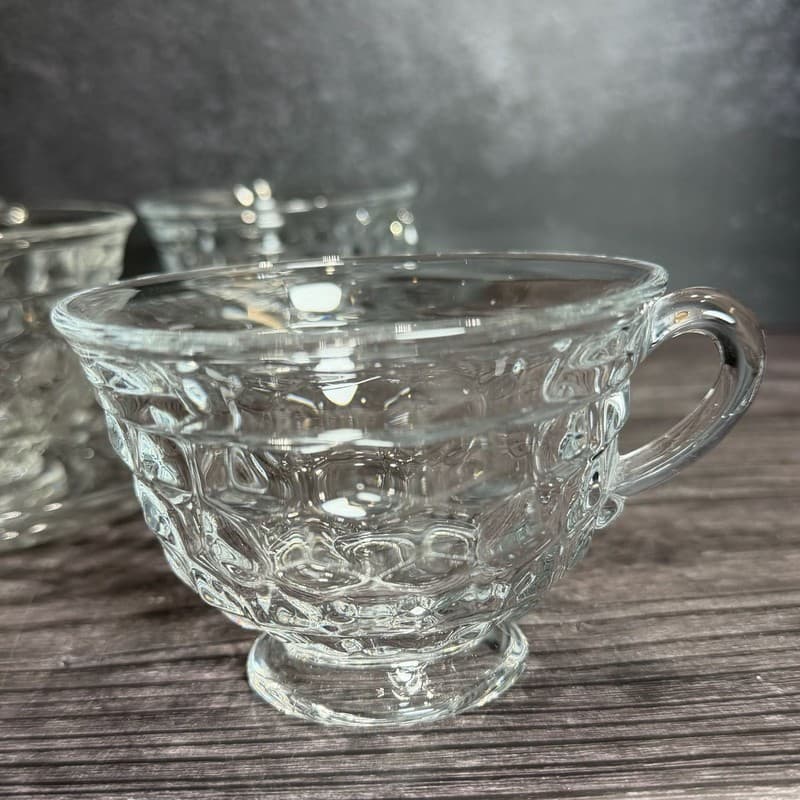 Vintage Fostoria American Clear Crystal Tea Cups and Saucers Set of 4 - Thumbnail 11
