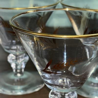 Vintage Libby Golden Wheat Glasses Water Wine Goblets 4.25 Inch Lot Of 3 - Thumbnail 2