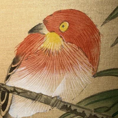 VTG Chinoiserie Silk Panel Embroidered Bird Floral Branch 11.5”X14” Framed - Thumbnail 7