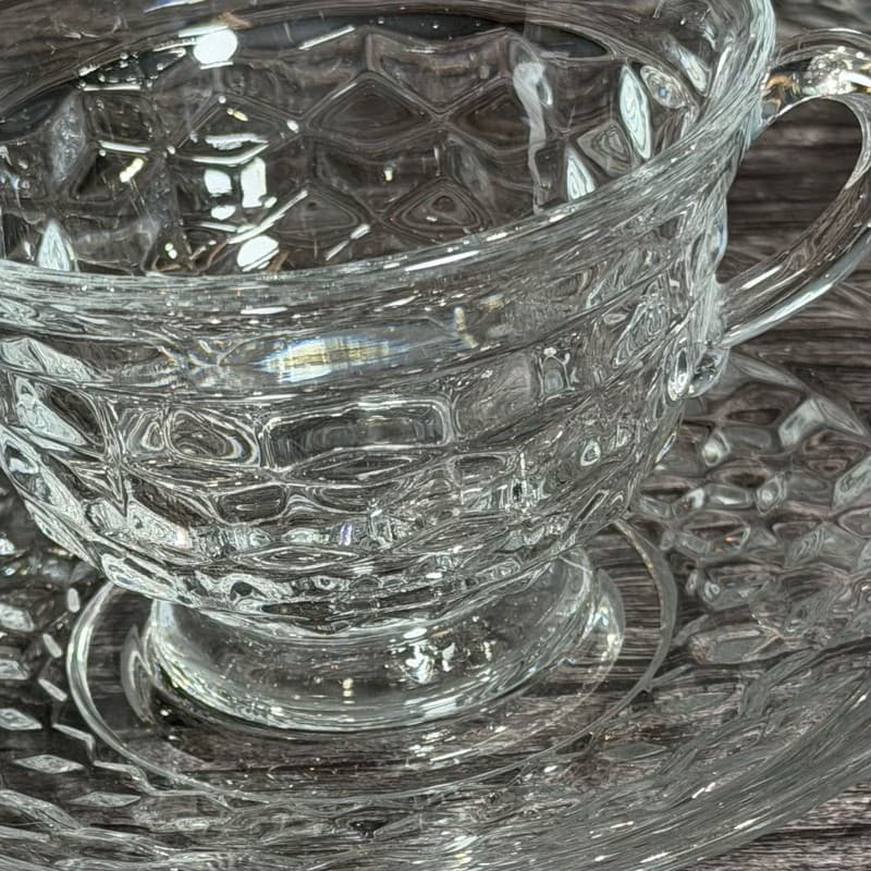 Vintage Fostoria American Clear Crystal Tea Cups and Saucers Set of 4 - Thumbnail 9