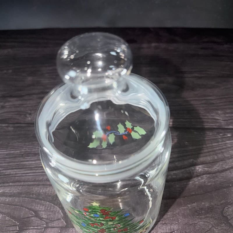 Vintage Luminarc France Christmas Holiday Tree Glass Apothecary Candy Jar - Thumbnail 5