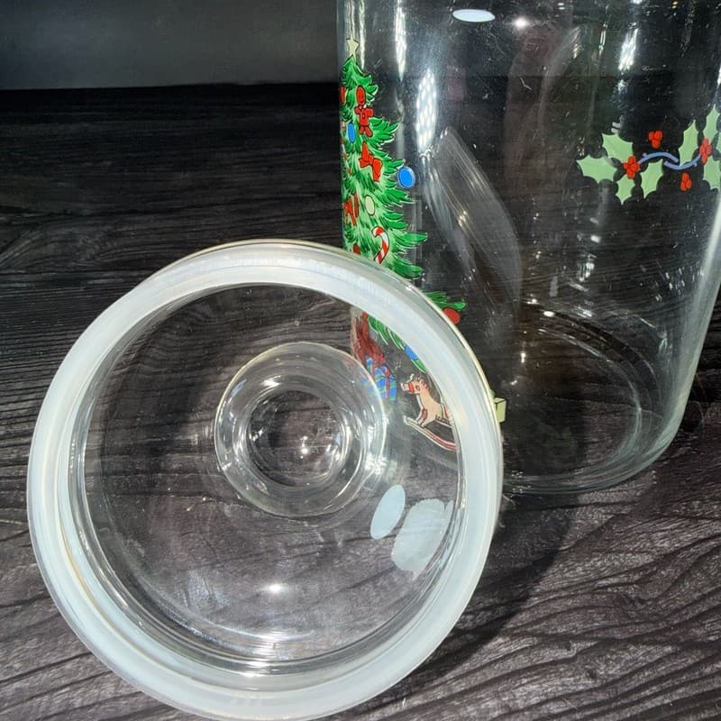 Vintage Luminarc France Christmas Holiday Tree Glass Apothecary Candy Jar - Thumbnail 8