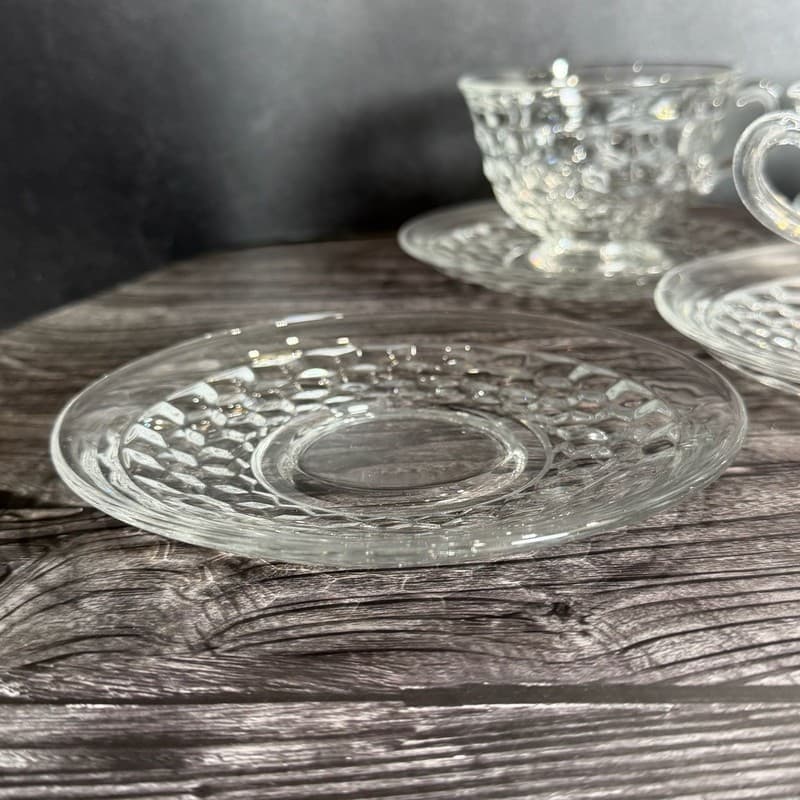 Vintage Fostoria American Clear Crystal Tea Cups and Saucers Set of 4 - Thumbnail 12