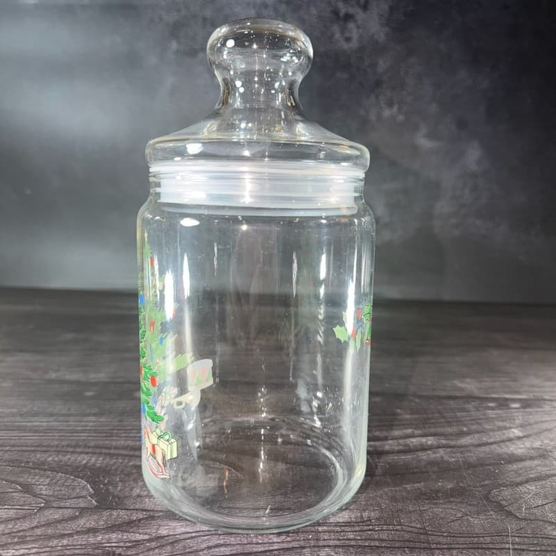 Vintage Luminarc France Christmas Holiday Tree Glass Apothecary Candy Jar - Thumbnail 4