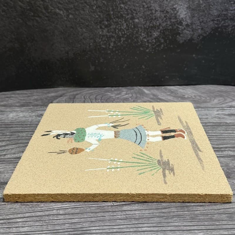 Vintage Signed Navajo Sand Painting Yei Bi Chi Dancer Folk Art - Thumbnail 11