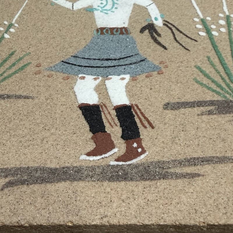 Vintage Signed Navajo Sand Painting Yei Bi Chi Dancer Folk Art - Thumbnail 7