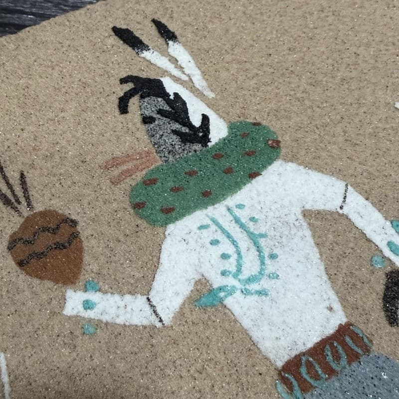 Vintage Signed Navajo Sand Painting Yei Bi Chi Dancer Folk Art - Thumbnail 12