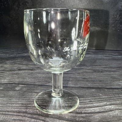Vintage Schlitz Beer Milwaukee Clear Glass Goblet Thumb Print Stemware 6” 16 O - Thumbnail 6