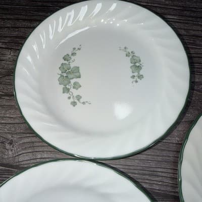 Corelle CALLAWAY IVY White Swirl Green Ivy 7" SALAD PLATE Lot of 3 - Thumbnail 4