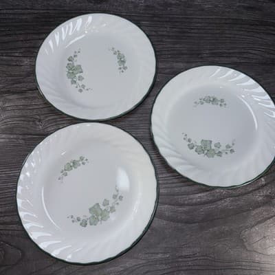 Corelle CALLAWAY IVY White Swirl Green Ivy 7" SALAD PLATE Lot of 3