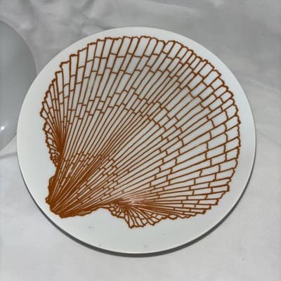 VTG Plate Set 6 Beach House 1970s Fitz & Floyd Orange Sea Shell 7.5” Ocean - Thumbnail 10