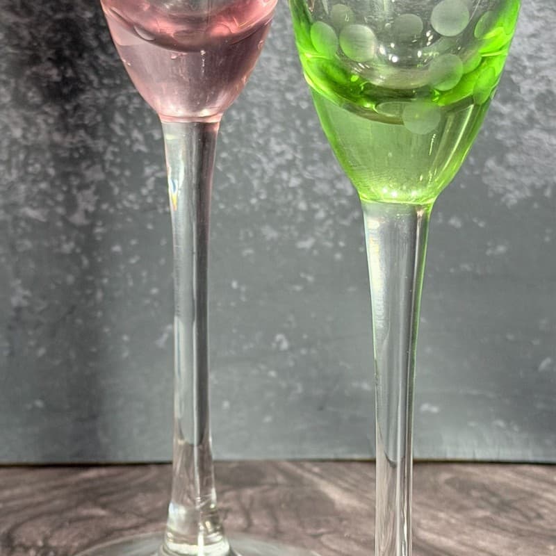 Set of 4 Multicolor Etched Polka Dot Champagne Flutes Crystal Glass - Thumbnail 5