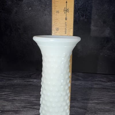 Vintage Hobnail Milk Glass White Bud Vase EO Brody Co USA Cottage Core MCM 8" - Thumbnail 14