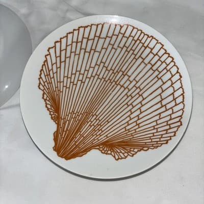 VTG Plate Set 6 Beach House 1970s Fitz & Floyd Orange Sea Shell 7.5” Ocean - Thumbnail 9